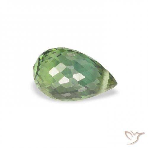 Zaffiro Verde foresta chiaro naturale da 0.92 ct, Taglio briolette, VS