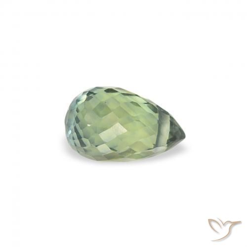 Zaffiro Verde bluastro naturale da 0.49 ct, Taglio briolette, VS