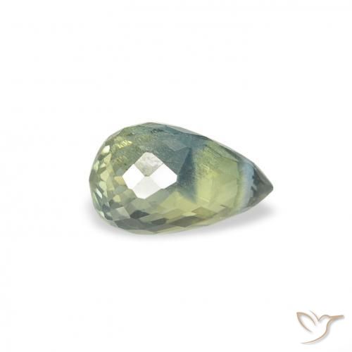 Zaffiro Blu verdastro naturale da 0.66 ct, Taglio briolette, VS