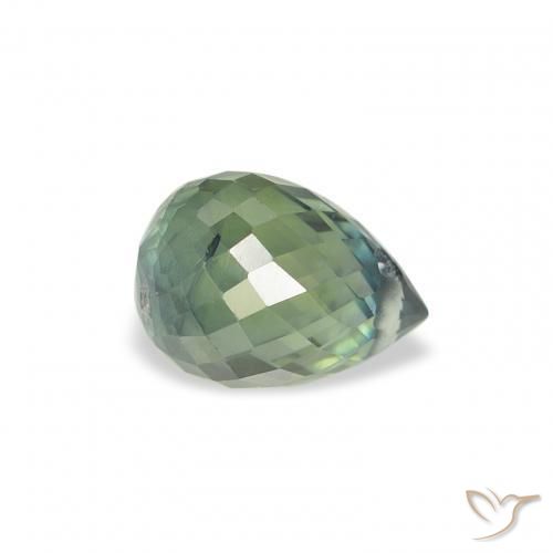 Zaffiro Blu Medio Verde naturale da 1.20 ct, Taglio briolette, VS