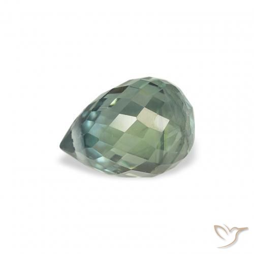 Zaffiro Blu Medio Verde naturale da 1.20 ct, Taglio briolette, VS