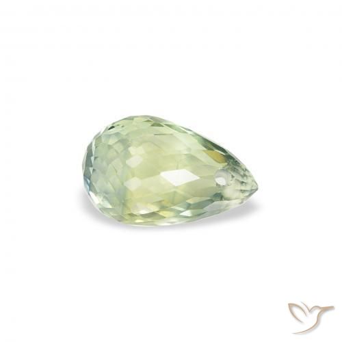 Zaffiro Verde salvia molto chiaro naturale da 0.84 ct, Taglio briolette, VS