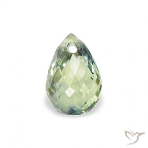 Zaffiro Verde chiaro naturale da 0.85 ct, Taglio briolette, VS
