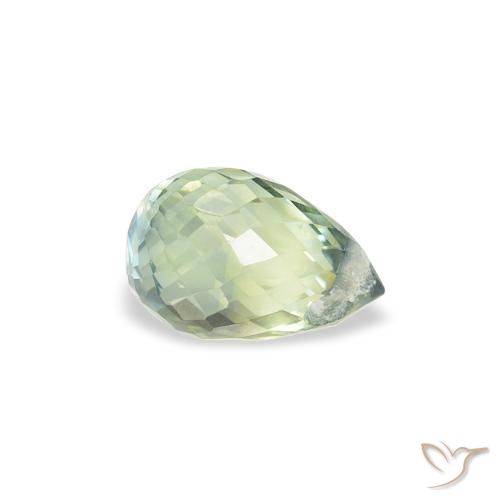 Zaffiro Verde chiaro naturale da 0.85 ct, Taglio briolette, VS