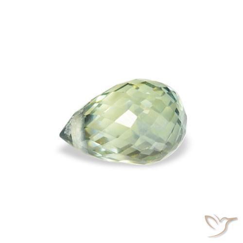 Zaffiro Verde chiaro naturale da 0.85 ct, Taglio briolette, VS