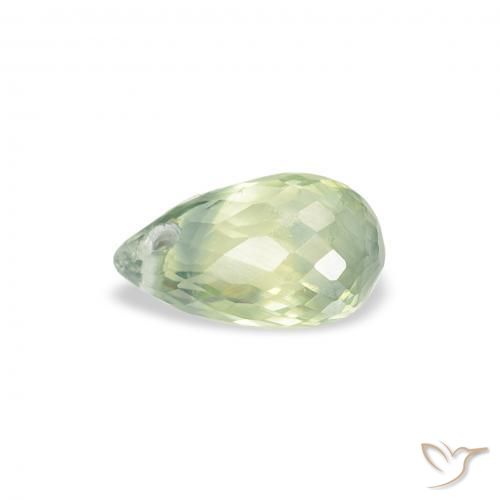 Zaffiro Verde molto chiaro naturale da 0.81 ct, Taglio briolette, VS