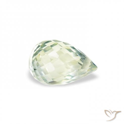 Zaffiro Verde molto chiaro naturale da 0.76 ct, Taglio briolette, VS