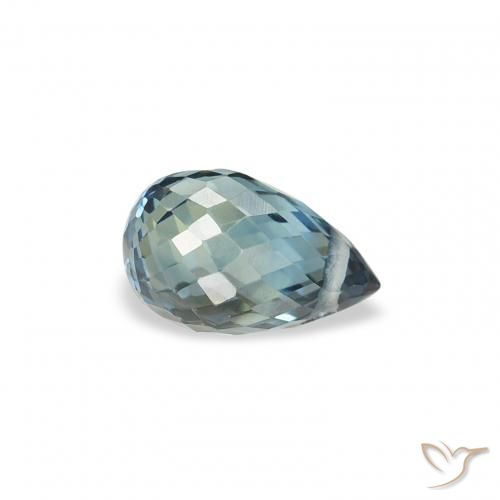 Zaffiro Teal-blu naturale da 0.83 ct, Taglio briolette, VS