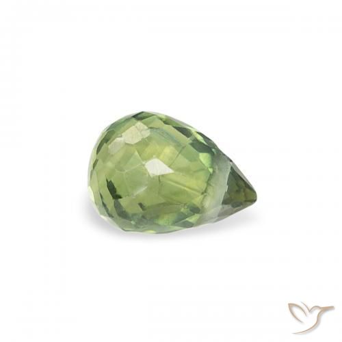 Zaffiro Verde medio naturale da 0.38 ct, Taglio briolette, VS