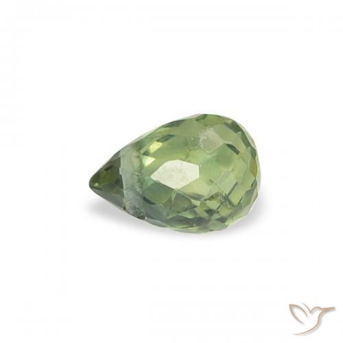 Zaffiro Verde medio naturale da 0.38 ct, Taglio briolette, VS