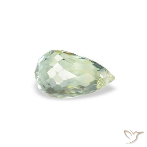 Zaffiro Verde chiaro naturale da 0.68 ct, Taglio briolette, VS