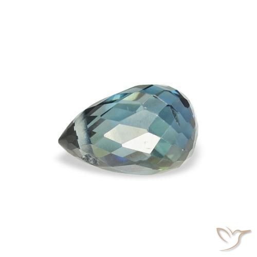 Zaffiro Blu Medio Verde naturale da 0.90 ct, Taglio briolette, VS