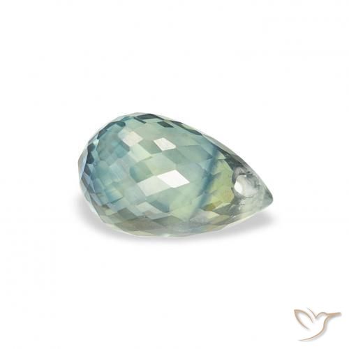 Zaffiro Verde terroso naturale da 0.93 ct, Taglio briolette, VS