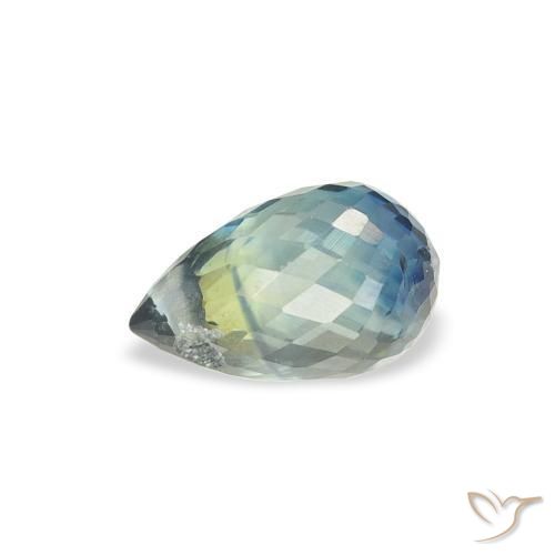Zaffiro Verde terroso naturale da 0.93 ct, Taglio briolette, VS