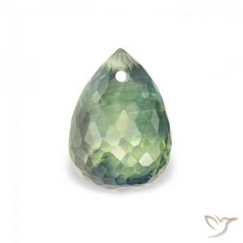 1.13ct Naturale Verde Salvia Chiaro Zaffiro, Taglio briolette, VS