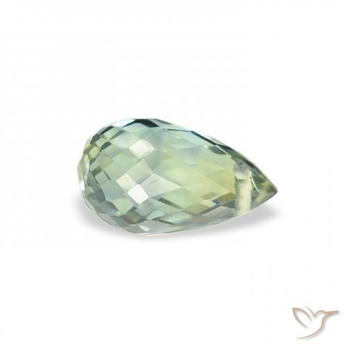Zaffiro Verde foresta chiaro naturale da 0.75 ct, Taglio briolette, VS