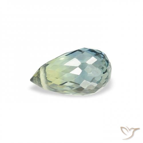 Zaffiro Verde foresta chiaro naturale da 0.75 ct, Taglio briolette, VS