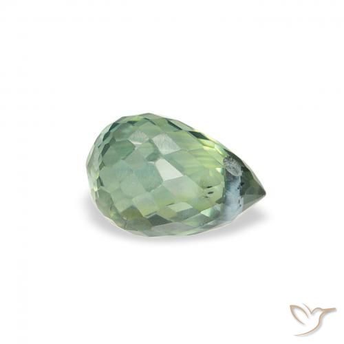 Zaffiro Verde chiaro naturale da 0.67 ct, Taglio briolette, VS