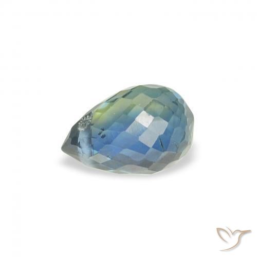Zaffiro Verde chiaro naturale da 0.67 ct, Taglio briolette, VS
