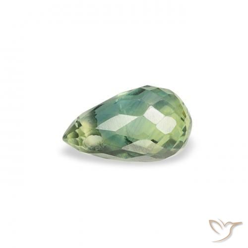 Zaffiro Verde chiaro naturale da 0.42 ct, Taglio briolette, VS