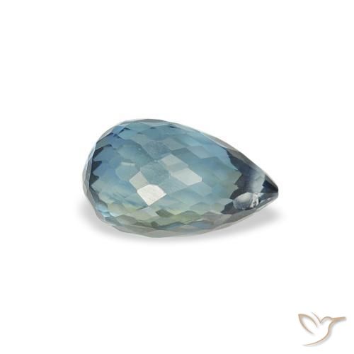 Zaffiro Azzurro-Verde naturale da 0.85 ct, Taglio briolette, VS
