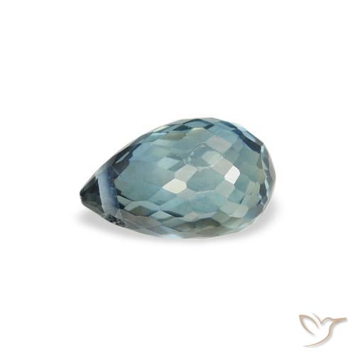 Zaffiro Azzurro-Verde naturale da 0.85 ct, Taglio briolette, VS