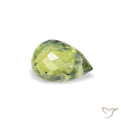Zaffiro Verde oliva naturale da 0.59 ct, Taglio briolette, VS
