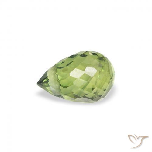 Zaffiro Verde oliva naturale da 0.59 ct, Taglio briolette, VS