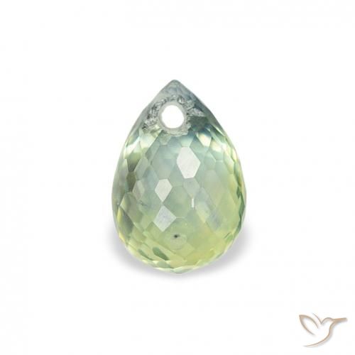 Zaffiro Verde chiaro naturale da 0.91 ct, Taglio briolette, VS