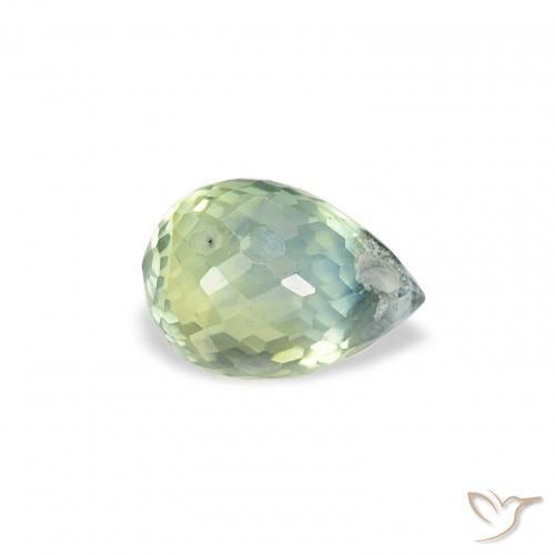 Zaffiro Verde chiaro naturale da 0.91 ct, Taglio briolette, VS
