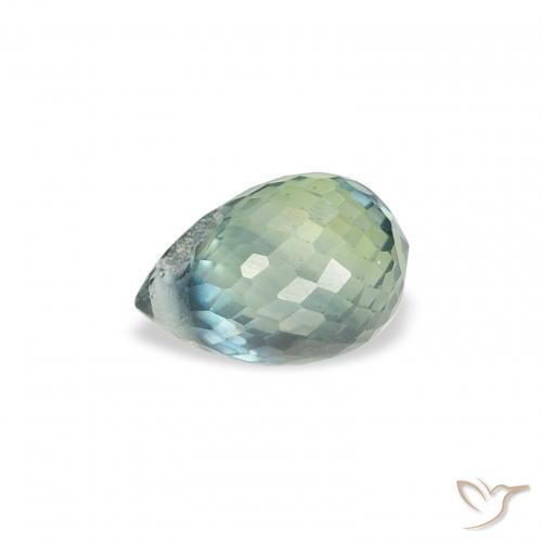 Zaffiro Verde chiaro naturale da 0.91 ct, Taglio briolette, VS