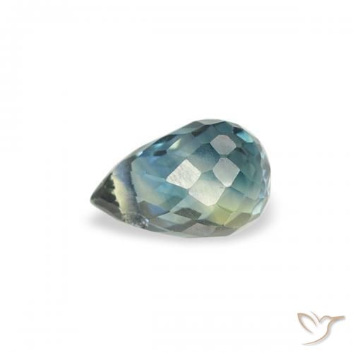 Zaffiro Teal-blu naturale da 0.38 ct, Taglio briolette, VS