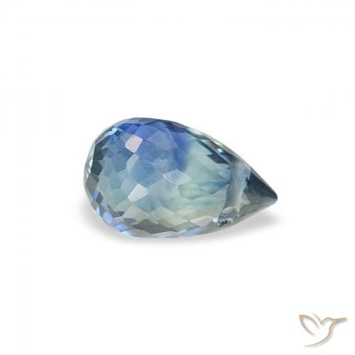 Zaffiro Teal-blu naturale da 0.61 ct, Taglio briolette, VS