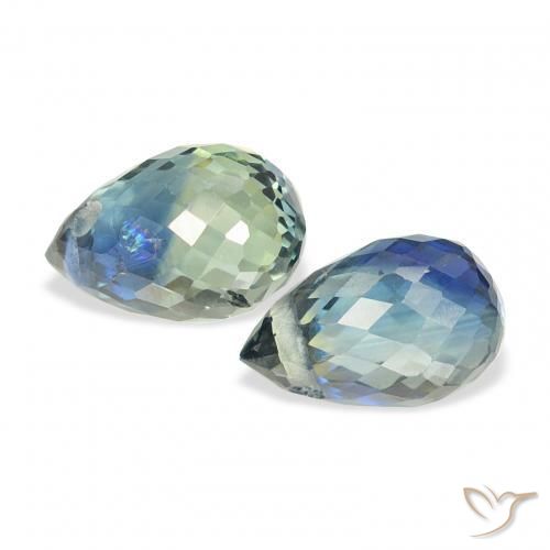 Gemme di Zaffiro Teal-blu naturale da 1.49 ct, Taglio briolette, VVS-VS