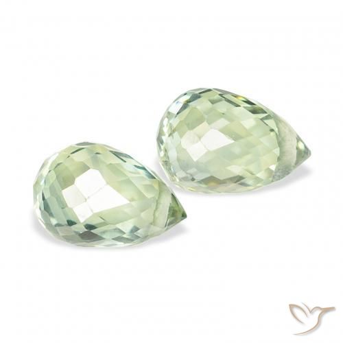 Gemme di Zaffiro Verde salvia molto chiaro naturale da 1.23 ct, Taglio briolette, VS
