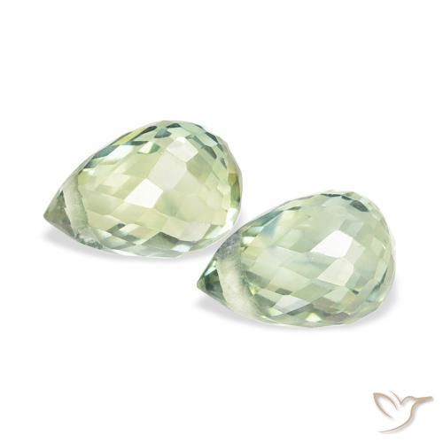 Gemme di Zaffiro Verde salvia molto chiaro naturale da 1.23 ct, Taglio briolette, VS
