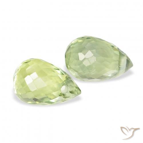 Gemme di Zaffiro Verde Lime Chiaro naturale da 0.89 ct, Taglio briolette, VS