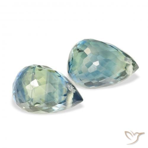 Gemme di Zaffiro Teal-blu naturale da 1.77 ct, Taglio briolette, VS