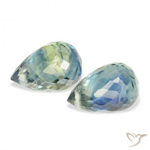 Gemme di Zaffiro Teal-blu naturale da 1.77 ct, Taglio briolette, VS