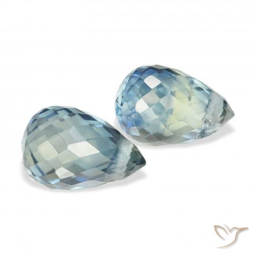 Gemme di Zaffiro Teal-blu naturale da 1.54 ct, Taglio briolette, VS