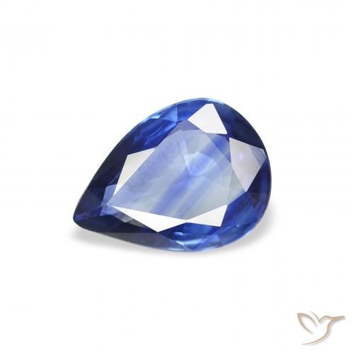 Zaffiro Blu scuro medio naturale da 0.80 ct, Forma a pera, VVS-VS
