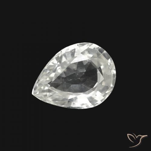 1.25ct Naturale Bianco Zaffiro, Forma a pera, VVS-VS