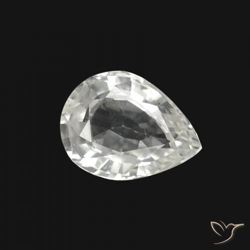 Zaffiro Bianco naturale da 1.25 ct, Forma a pera, VVS-VS