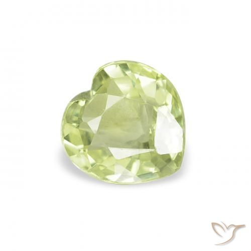 Zaffiro Verde giallastro naturale da 0.66 ct, Cuore, VVS-VS