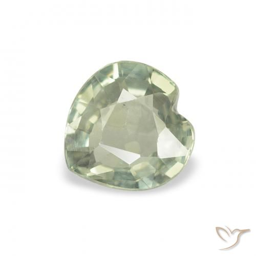 0.61ct Naturale Verde chiaro Zaffiro, Cuore, VS