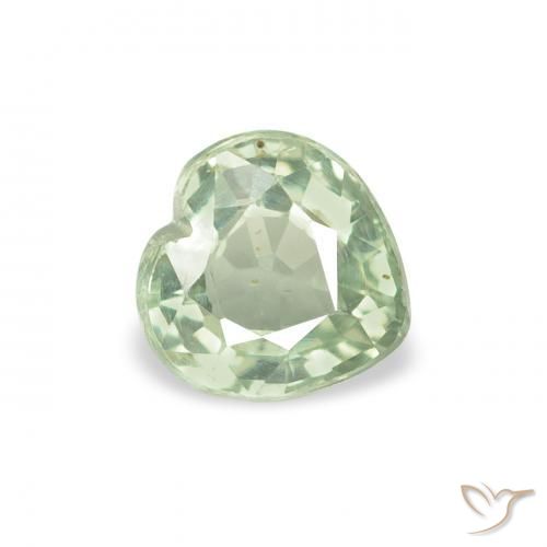 Zaffiro Verde molto chiaro naturale da 0.70 ct, Cuore, VS