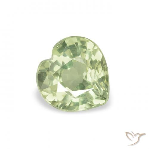 Zaffiro Verde molto chiaro naturale da 0.64 ct, Cuore, VS