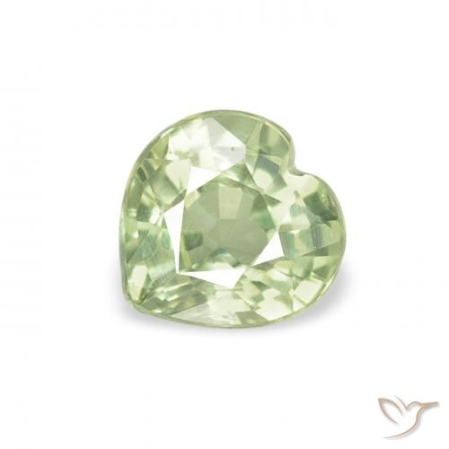 Zaffiro Verde molto chiaro naturale da 0.64 ct, Cuore, VS