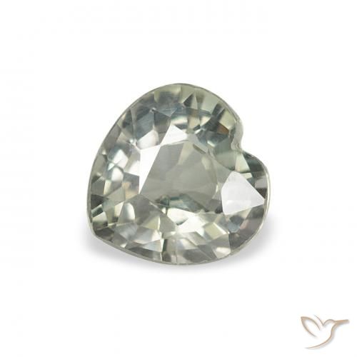 0.77ct Naturale grigio verdastro Zaffiro, Cuore, VS