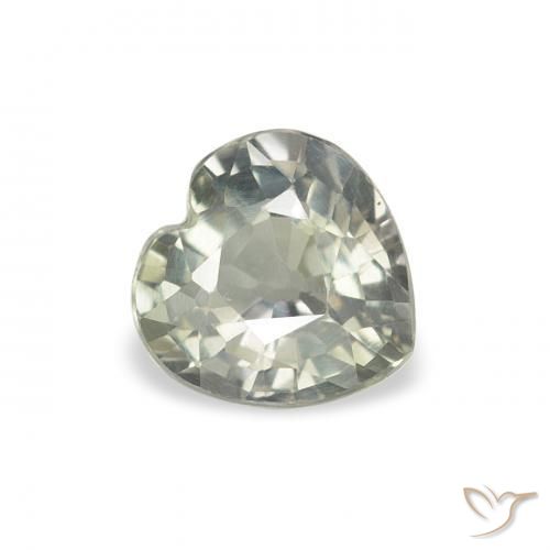 Zaffiro grigio verdastro naturale da 0.77 ct, Cuore, VS